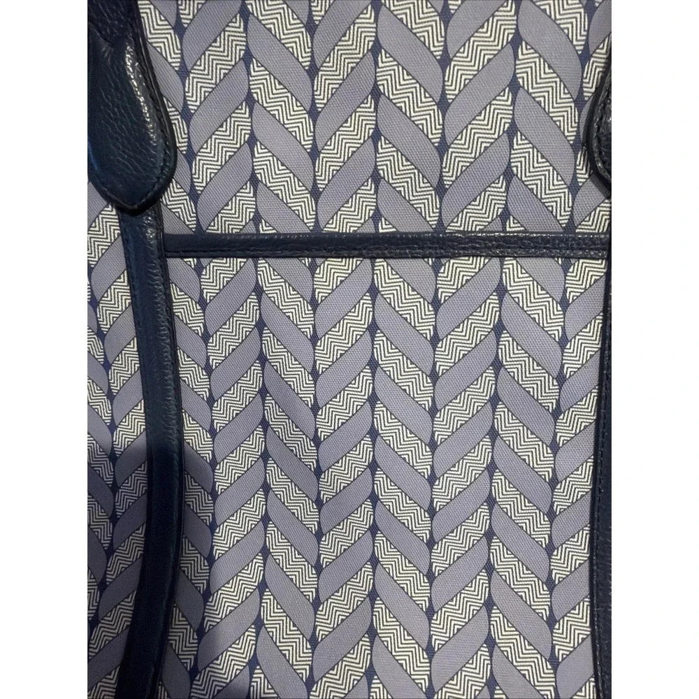 BRIGHTON INTERLOK‎ COLLECTION BLUE ROOMEY TOTE COATED CANVAS LEATHER $450 Retail